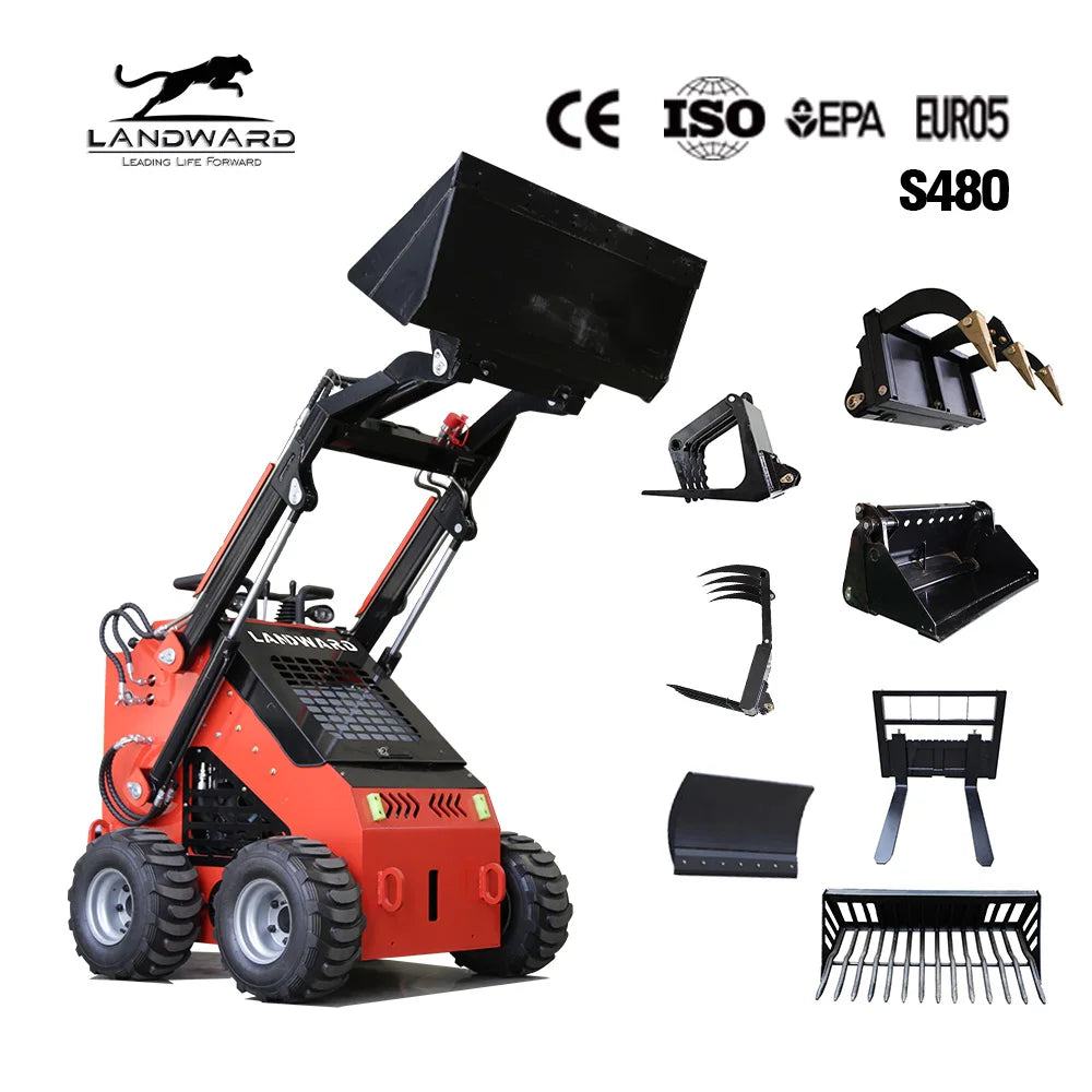 EURO 5 EPA Mini Skid Steer Loader China Manufacturer Small Mini Skid Steer Loader 500kg 800kg Mini Wheel Loader Customized Sale